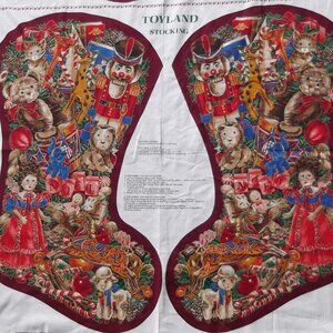 Jumbo Christmas Stocking, Vtg Cranston "Toyland" 32"x18"